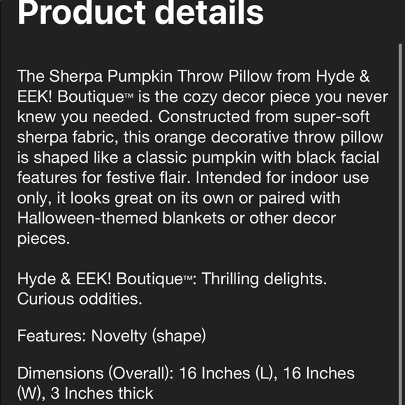 Sherpa Pumpkin Throw Pillow Orange
Hyde & EEK! Boutique 🎃 LAST ONE - Picture 4 of 4